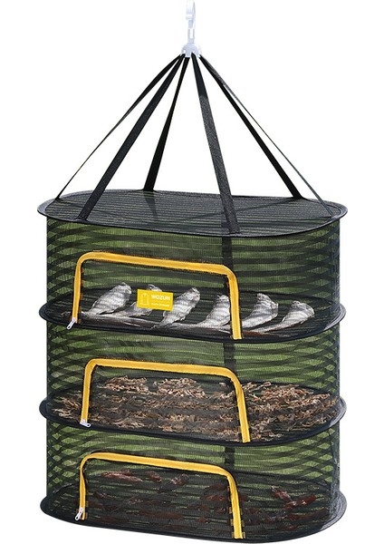 3 Katmanlı Kuru Sebze Sepeti Ince Ağ Nefes Alabilen Kuru Balık ve Sinek Önleyici Katlama Kurutma Sepeti Çok Amaçlı Döşeme Kurutma Ağı (Yurt Dışından)