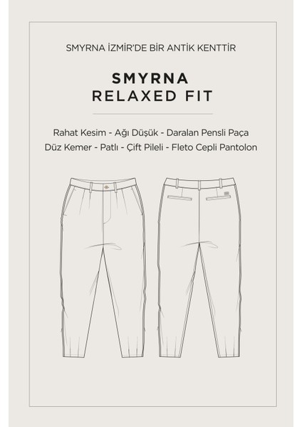 Erkek Beyaz Smyrna Baggy Fit Pantolon Klasik Bel Pileli Örme A41y3075