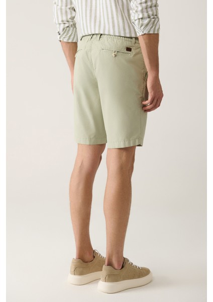 Erkek Mint Yeşil Beli Lastikli Pamuklu Aspendos Relaxed Fit Şort A41Y3733