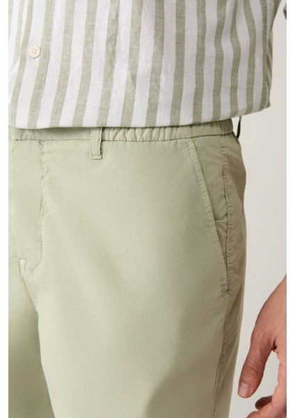 Erkek Mint Yeşil Beli Lastikli Pamuklu Aspendos Relaxed Fit Şort A41Y3733