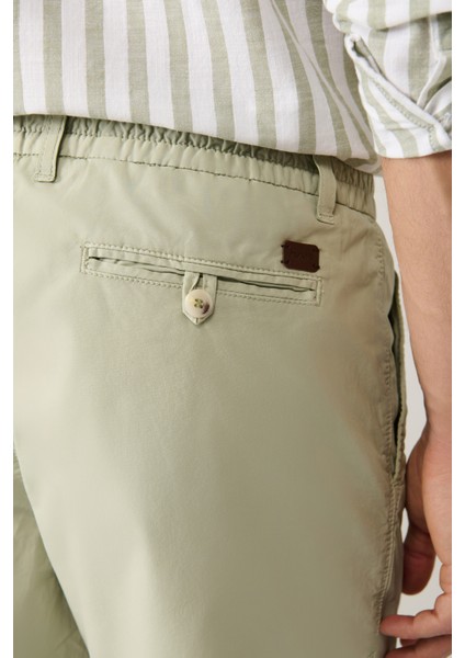 Erkek Mint Yeşil Beli Lastikli Pamuklu Aspendos Relaxed Fit Şort A41Y3733