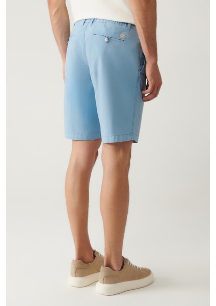 Erkek Mavi Beli Lastikli Pamuklu Aspendos Relaxed Fit Şort A41Y3733