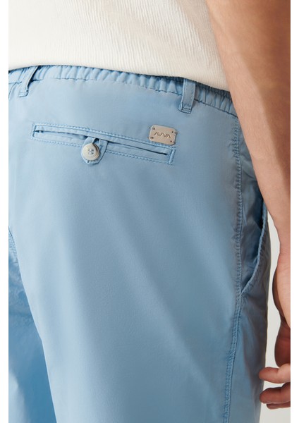 Erkek Mavi Beli Lastikli Pamuklu Aspendos Relaxed Fit Şort A41Y3733