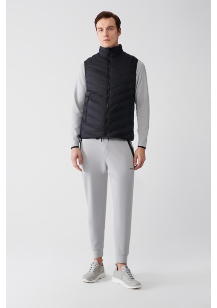 Erkek Siyah Dik Yaka Su İtici Rüzgar Geçirmez Şişme Hafif Comfort Fit Yelek A42Y6505
