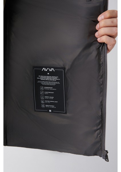 Erkek Antrasit Şişme Unisex Mont Kaz Tüyü Su Itici Rüzgar Geçirmez Comfort Fit B006020