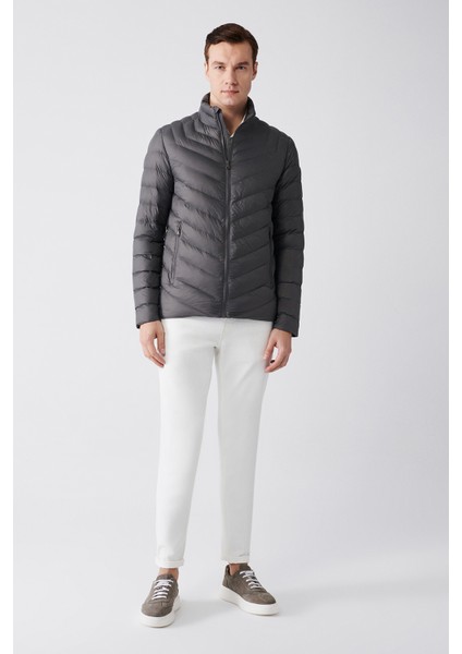 Erkek Antrasit Şişme Unisex Mont Kaz Tüyü Su Itici Rüzgar Geçirmez Comfort Fit B006020