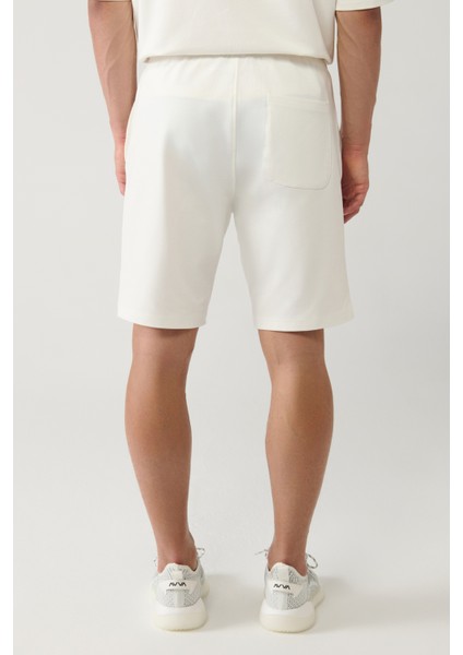 Erkek Beyaz 2 İplik 2'li Oversize Fit Şort Takımı E001600