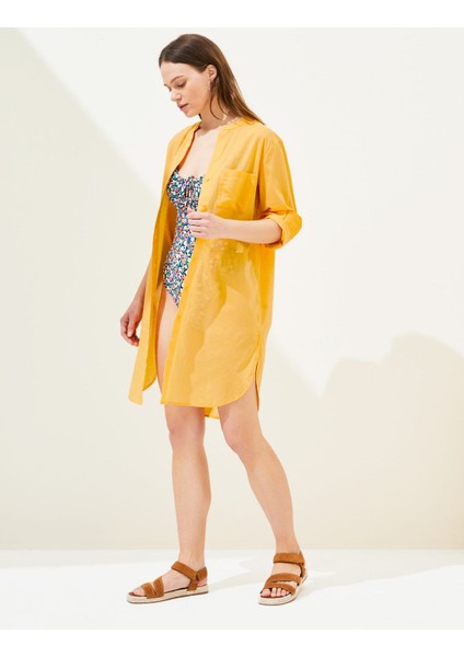 Saf Pamuklu Uzun Kollu Plaj Elbisesi fiyatları