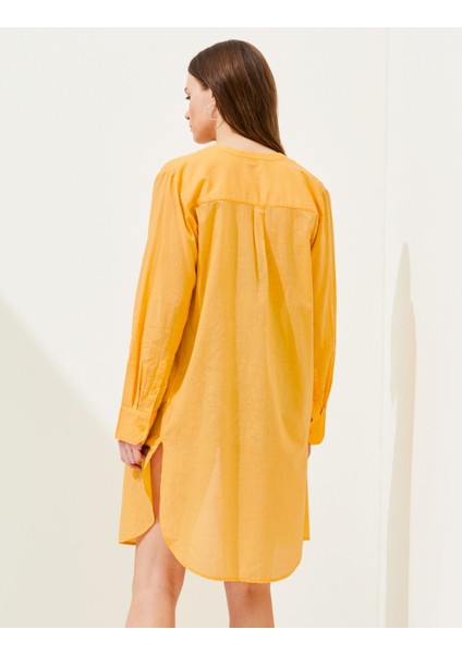 Saf Pamuklu Uzun Kollu Plaj Elbisesi modelleri