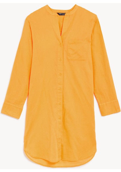 Saf Pamuklu Uzun Kollu Plaj Elbisesi fırsatları