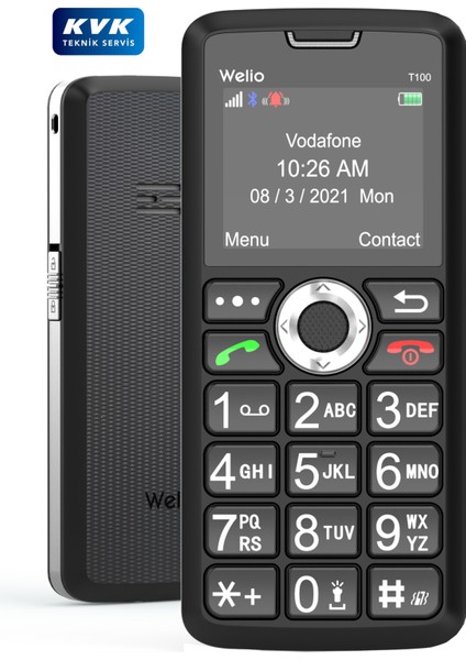 Wkey T100 Tuşlu Kamerasız Asker/Yaşlı Cep Telefonu Siyah