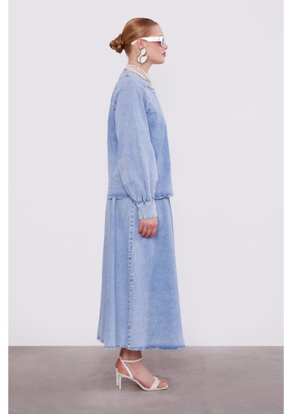 Buz Mavisi Kot Etekli Takım modelleri