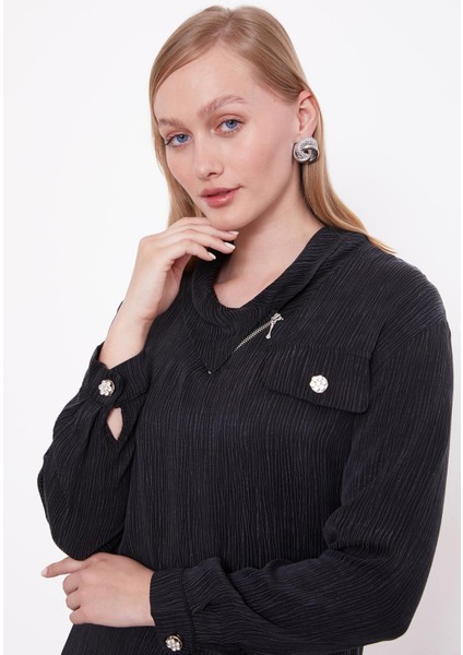 Siyah Fermuar Detaylı Tunik Takım fırsatları