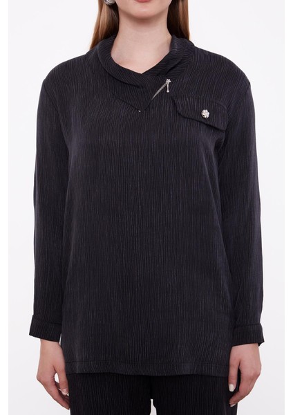 Siyah Fermuar Detaylı Tunik Takım indirimleri