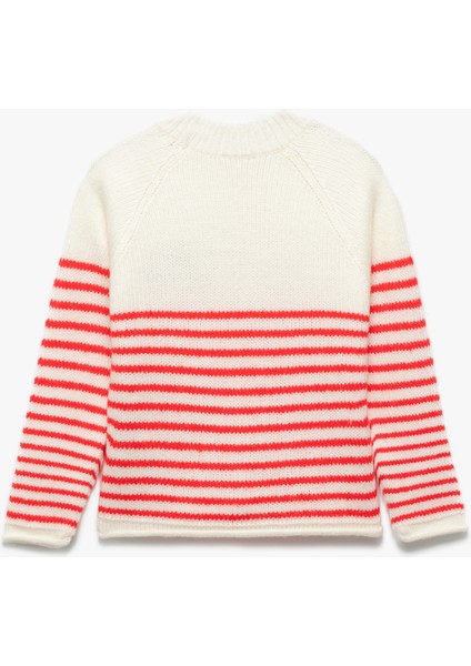 Uzun Kollu Bisiklet Yaka Ajurlu Çizgili Triko Kazak fiyatları