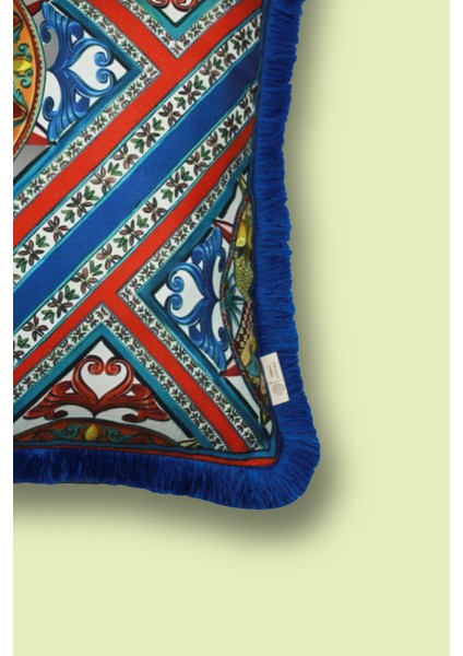 Saks Püsküllü, Milano 002 Desen Dekoratif 43X43CM Kare Kırlent Kılıfı modelleri