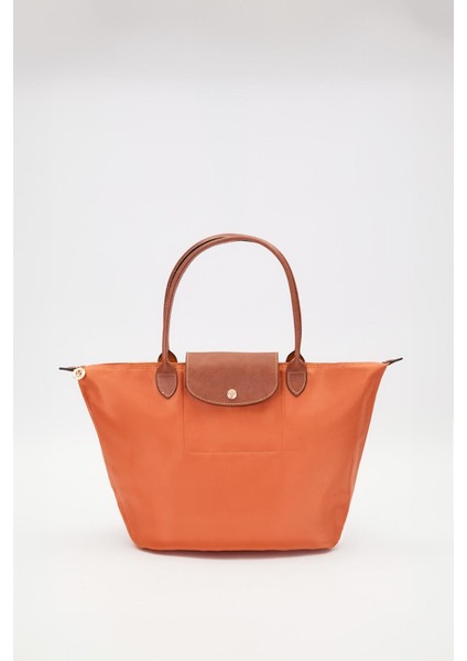 Turuncu Deri Askılı Tote Omuz Çantası