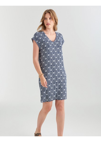 Kısa Kollu Midi Örme Plaj Elbisesi