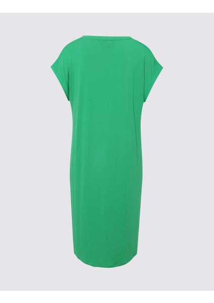 Kısa Kollu Midi Örme Plaj Elbisesi