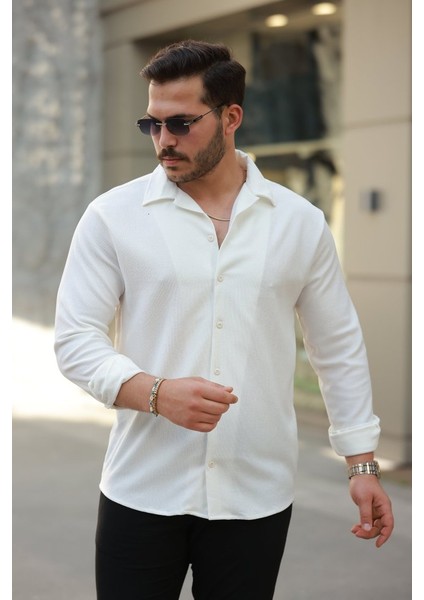 Erkek Kadife Dokulu Uzun Kollu Gömlek