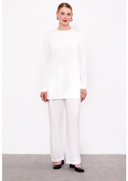 Beyaz File Cep Detaylı Üçlü Tunik Takım fırsatları