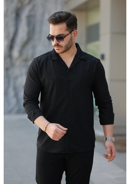 Erkek Kadife Dokulu Uzun Kollu Gömlek