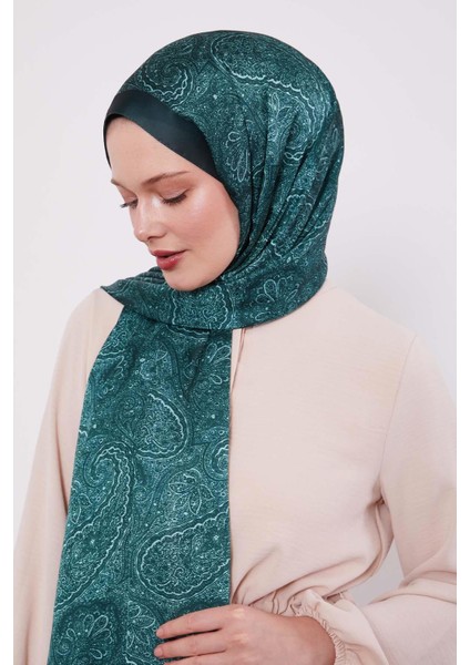 Zümrüt Otantik Desen Hint Ipeği Şal
