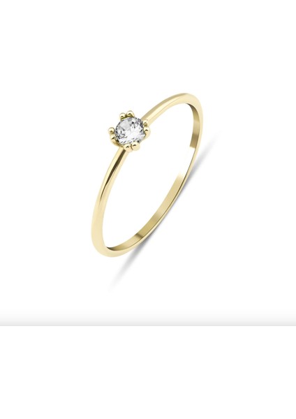 14 Ayar Altın Minimal Tektaş Yüzük