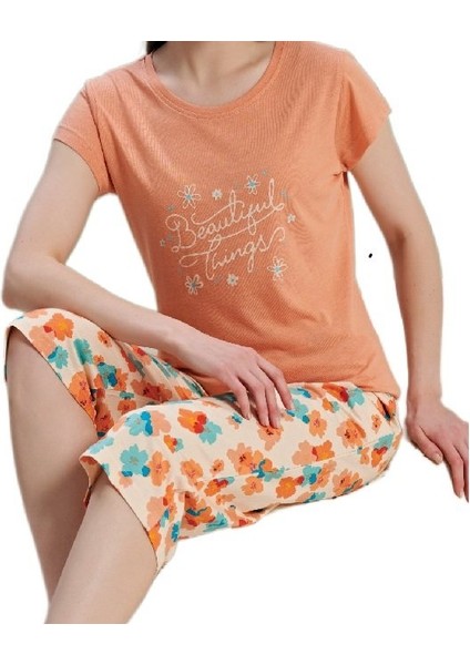 Bellora Tasarım Kadın Pijama Takımı Kapri Alt Kısa Kollu Üst Yazlık Rahat Takım S–xl fiyatları