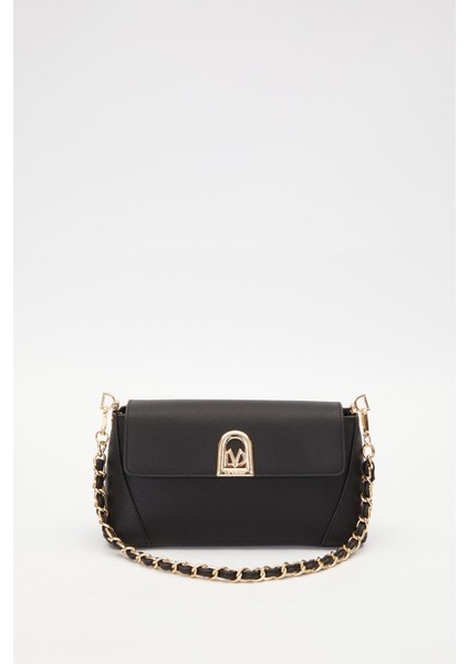 Siyah Logo Detay Omuz Çantası