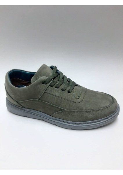 Hakiki Deri Bağcıklı Haki Rengi Esnek Rahat Nubuk Yazlık Erkek Ayakkabı C-920096VLC fiyatları
