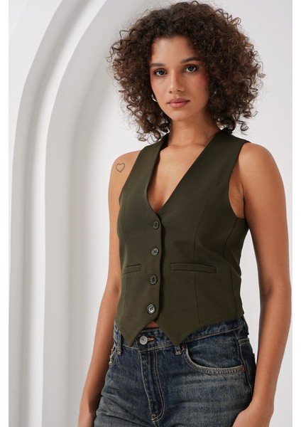 6796 Kısa Dokuma Yelek - Haki modelleri