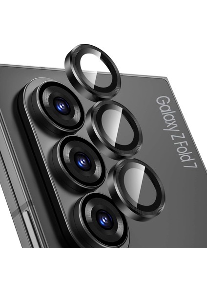 Samsung Galaxy Z Fold 7 Kamera Lens Koruyucu, 9h Temperli Parlak Kamera Koruma Metal Kılıf Dostu Cl-0