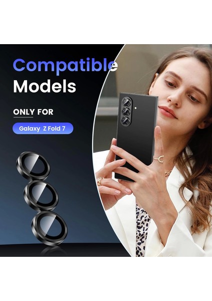 Samsung Galaxy Z Fold 7 Kamera Lens Koruyucu, 9h Temperli Parlak Kamera Koruma Metal Kılıf Dostu Cl-0 modelleri