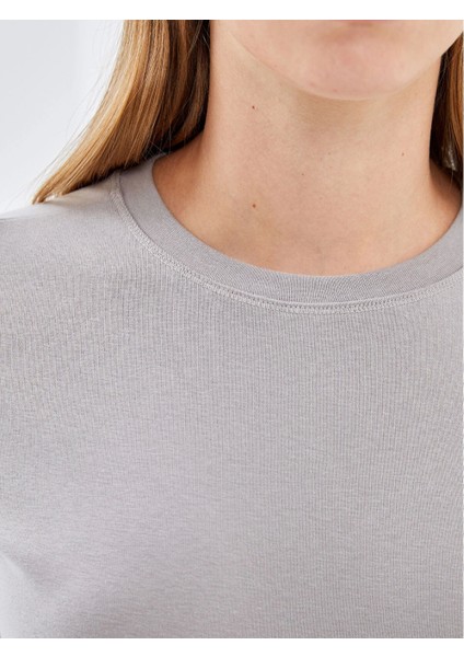 Lcw Vision Gri Bisiklet Yaka Kadın Tişört modelleri