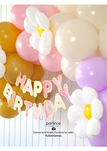 Papatya Tema Pembe Doğum Günü Papatya Konseptli Doğum Günü Balon Zincir Seti fırsatları