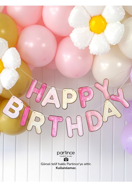 Papatya Tema Pembe Doğum Günü Papatya Konseptli Doğum Günü Balon Zincir Seti indirimleri