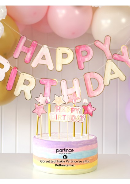 Papatya Tema Pembe Doğum Günü Papatya Konseptli Doğum Günü Balon Zincir Seti