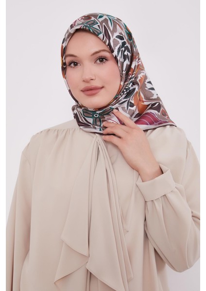 Gri Petunya Desen Twill Ipek Eşarp modelleri