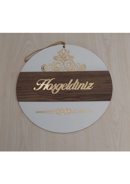 Desenli Hoşgeldiniz Yazılı Aynalı Pleksi Ahşap Kapı Süsü fiyatları