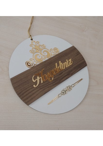 Desenli Hoşgeldiniz Yazılı Aynalı Pleksi Ahşap Kapı Süsü modelleri