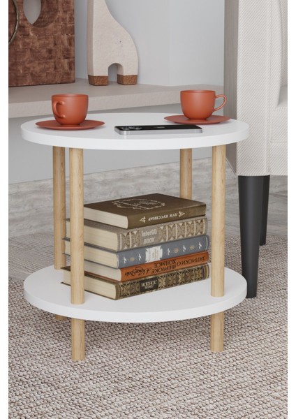 Yuvarlak Ahşap Ayaklı Zigon Sehpa Orta Sehpa Kahve Sehpası