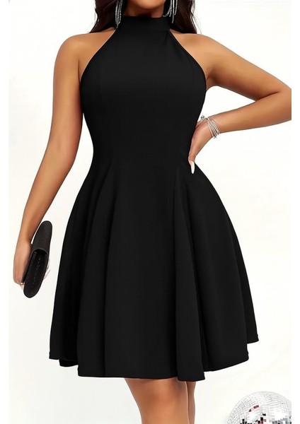 Kadın Omuzlardan Açık Daire Yakalı Janjan Krep Elbise fiyatları