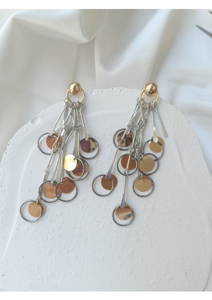 Gold Pullu Silver Küpe