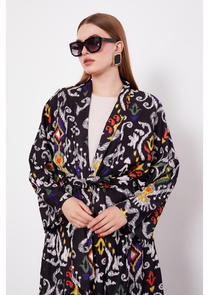 Siyah Etnik Desen Salaş Pantolonlu Takım fırsatları