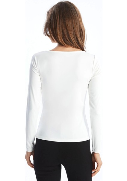 Lcwaıkıkı Basic Ekru Kare Yaka Kadın Body fırsatları