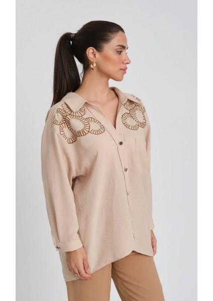 Kadın Nakışlı Keten Gömlek fiyatları