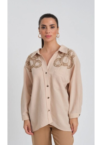 Kadın Nakışlı Keten Gömlek modelleri