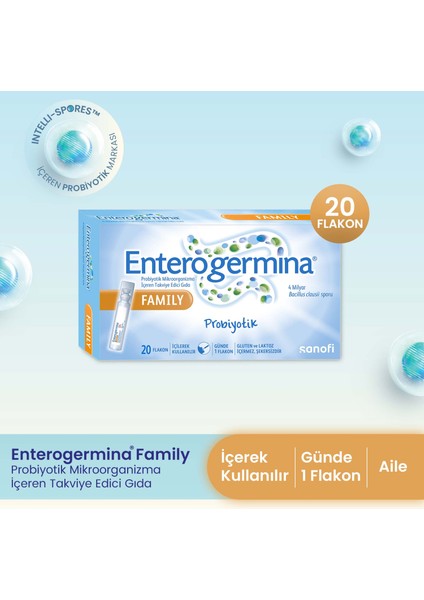 Aile 20 Flakon 4 Milyar Bacillus Clausii Sporu İçeren Probiyotik
