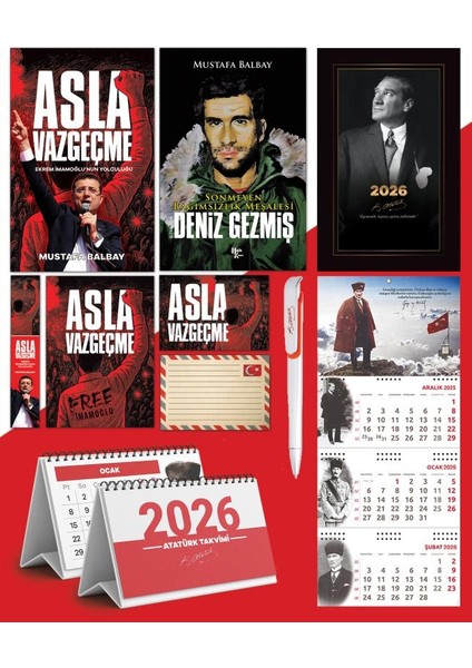 Asla Vazgeçme - Ayraç - Kartpostal - Poster - Deniz Gezmiş - 2026 Ajanda Istikbal - Sakarya Duvar Takvimi - Masa Takvimi